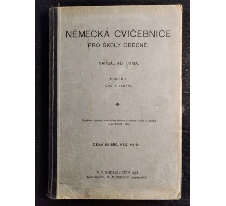 TŮMA, A. Německá cvičebnice pro školy obecné / 1923