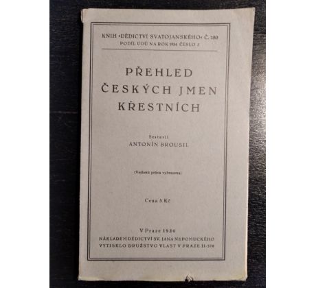 BROUSIL, A. Přehled českých křestních jmen / 1934