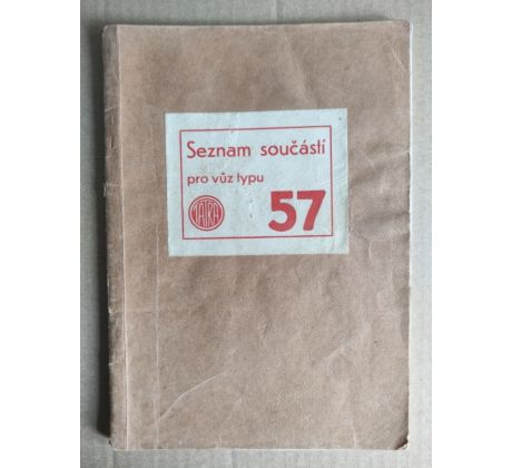 Seznam součástí pro vůz typu TATRA 57