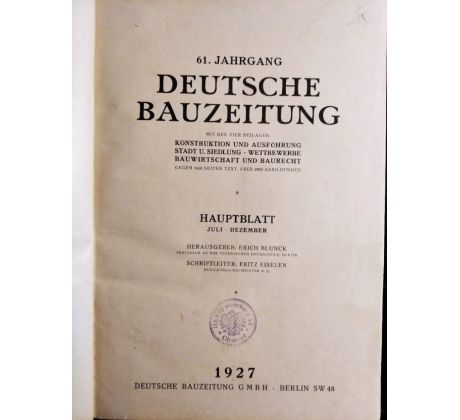 61. Jahrgang deutsche bauzeitung / 1927