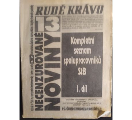 RUDÉ KRÁVO. Necenzurované noviny / ROČNÍK II. / ČÍSLO 13 / 1992