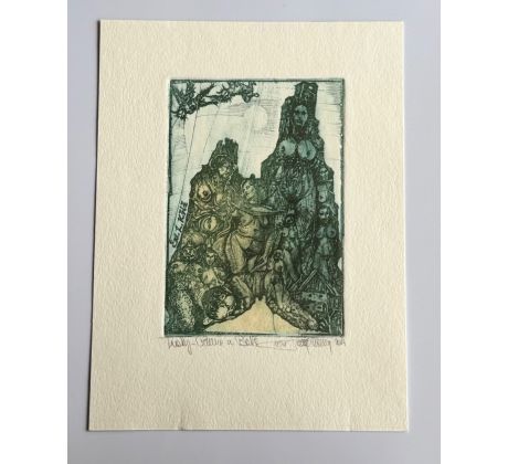 Pavel Hlavatý / Barevný lept / Ex libris L. Kříž