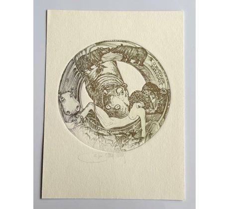 Pavel Hlavatý / Barevný lept / Ex libris J. Kučírek