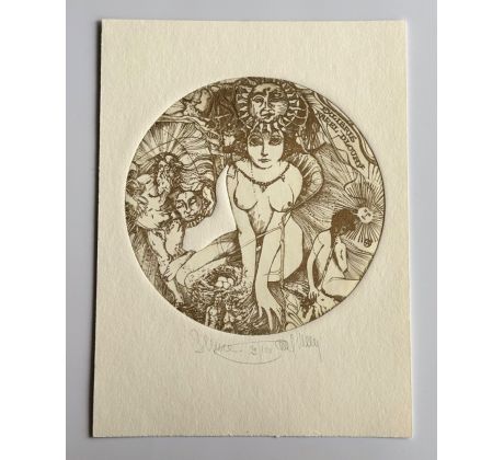 Pavel Hlavatý / Barevný lept / Ex libris Karel Dlouhý