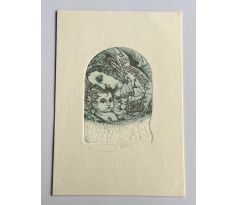 Pavel Hlavatý / Barevný lept / Ex libris Alena Aleš Jaroslav Koneční