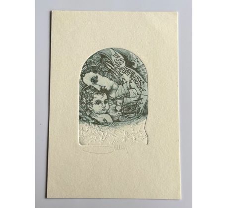 Pavel Hlavatý / Barevný lept / Ex libris Alena Aleš Jaroslav Koneční