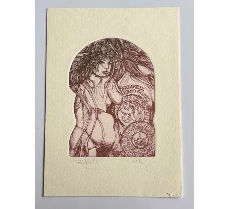 Pavel Hlavatý / Barevný lept / Ex libris Kajo Jores