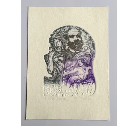 Pavel Hlavatý / Barevný lept / Ex libris M. Buchta