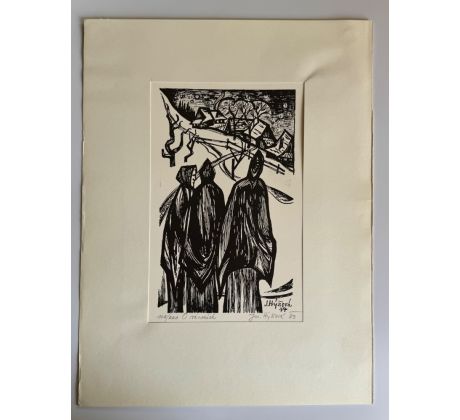 Jaroslava Hýžová. O vánocích / dřevoryt