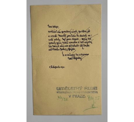 Jindřich Štyrský / dopis